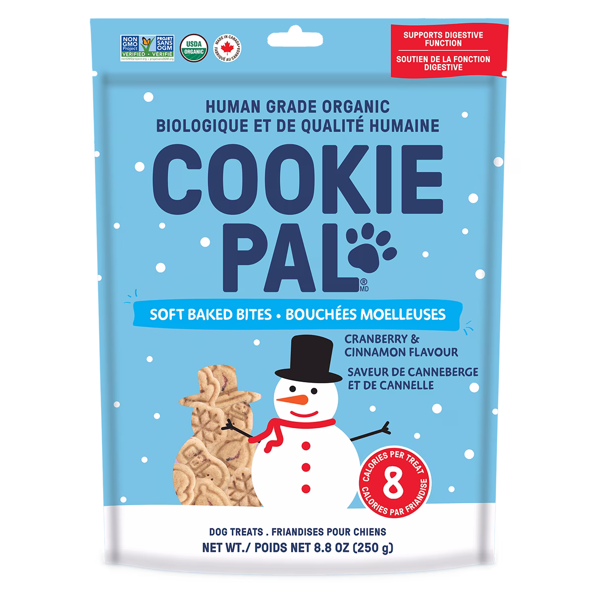 Cookie pal bouchées moelleuses aux canneberges et à la cannelle. biologiques et de qualité humaine.
