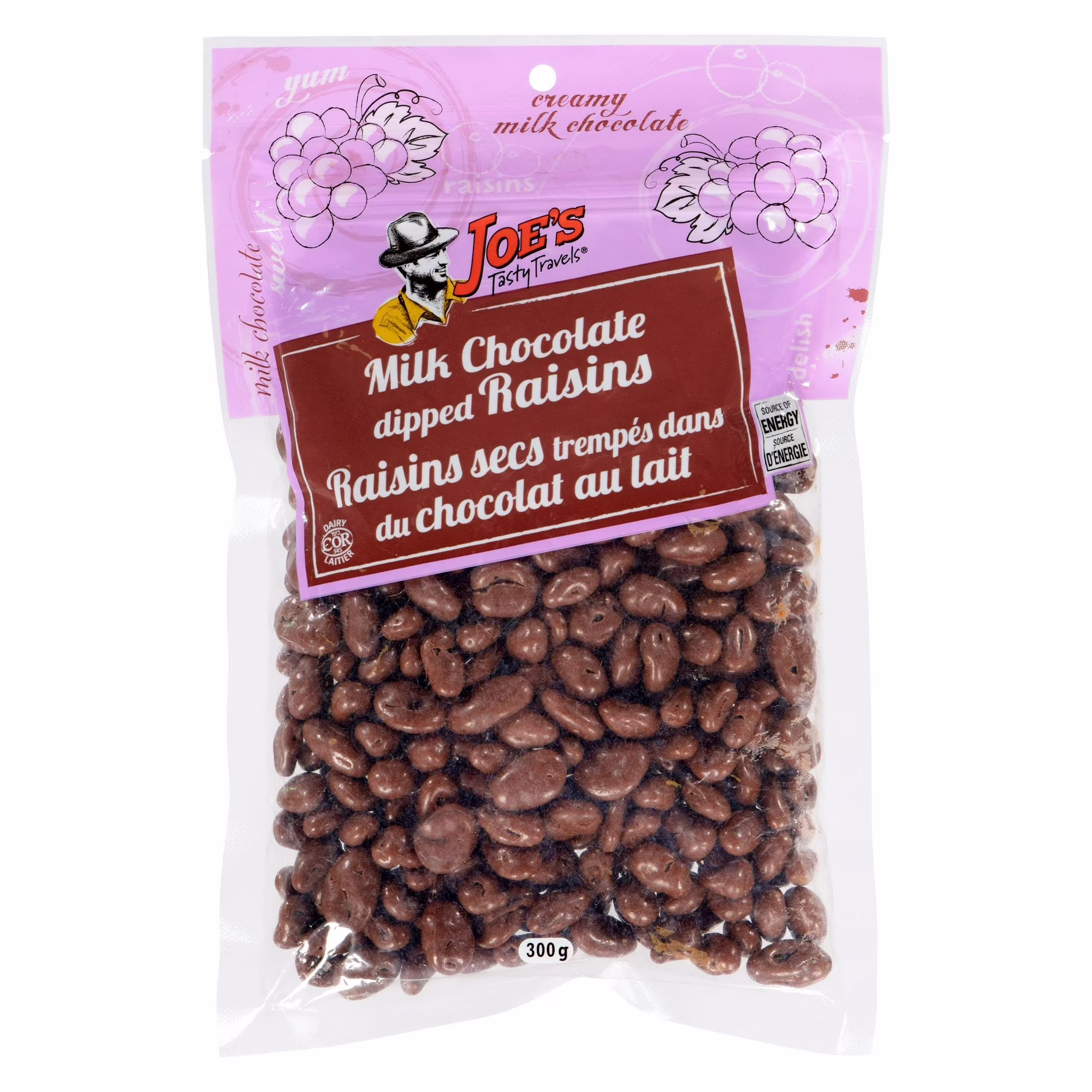 Voyages savoureux de joe raisins secs trempés au chocolat au lait rammes