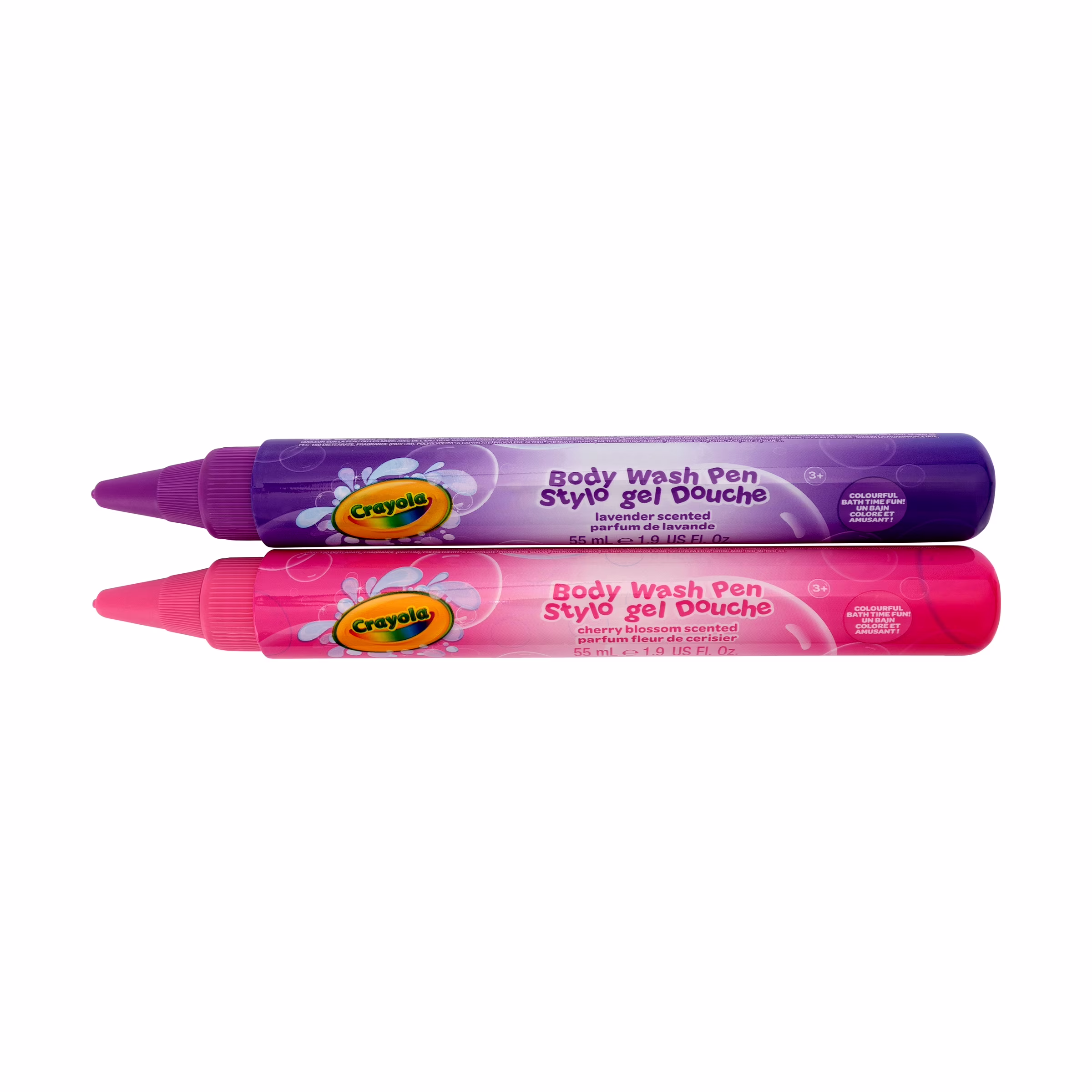 Stylos gel douche crayola. lot de 2. cerisier et de lavande