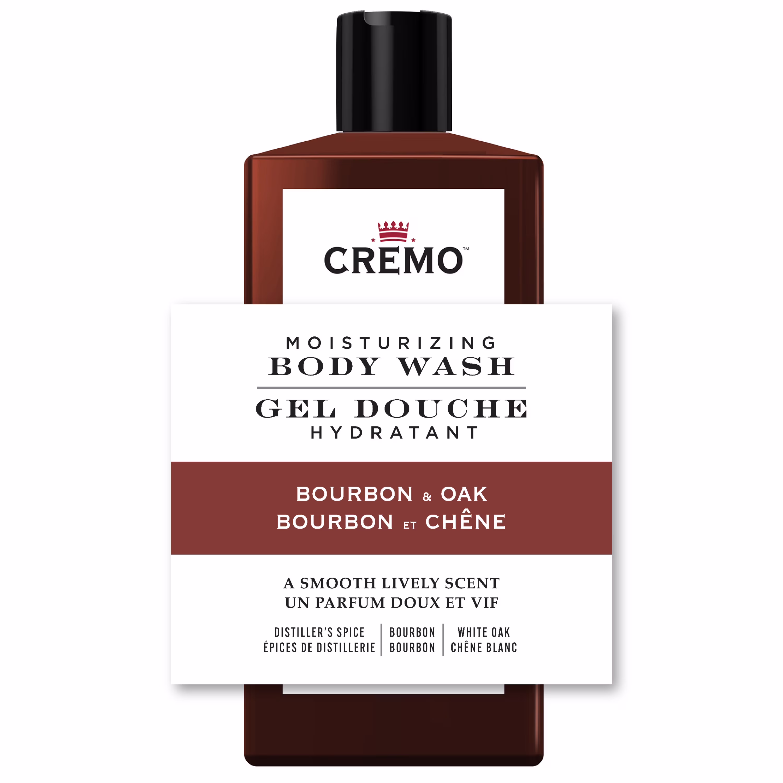 Gel douche au parfum de bourbon et de chêne de marque cremo.
