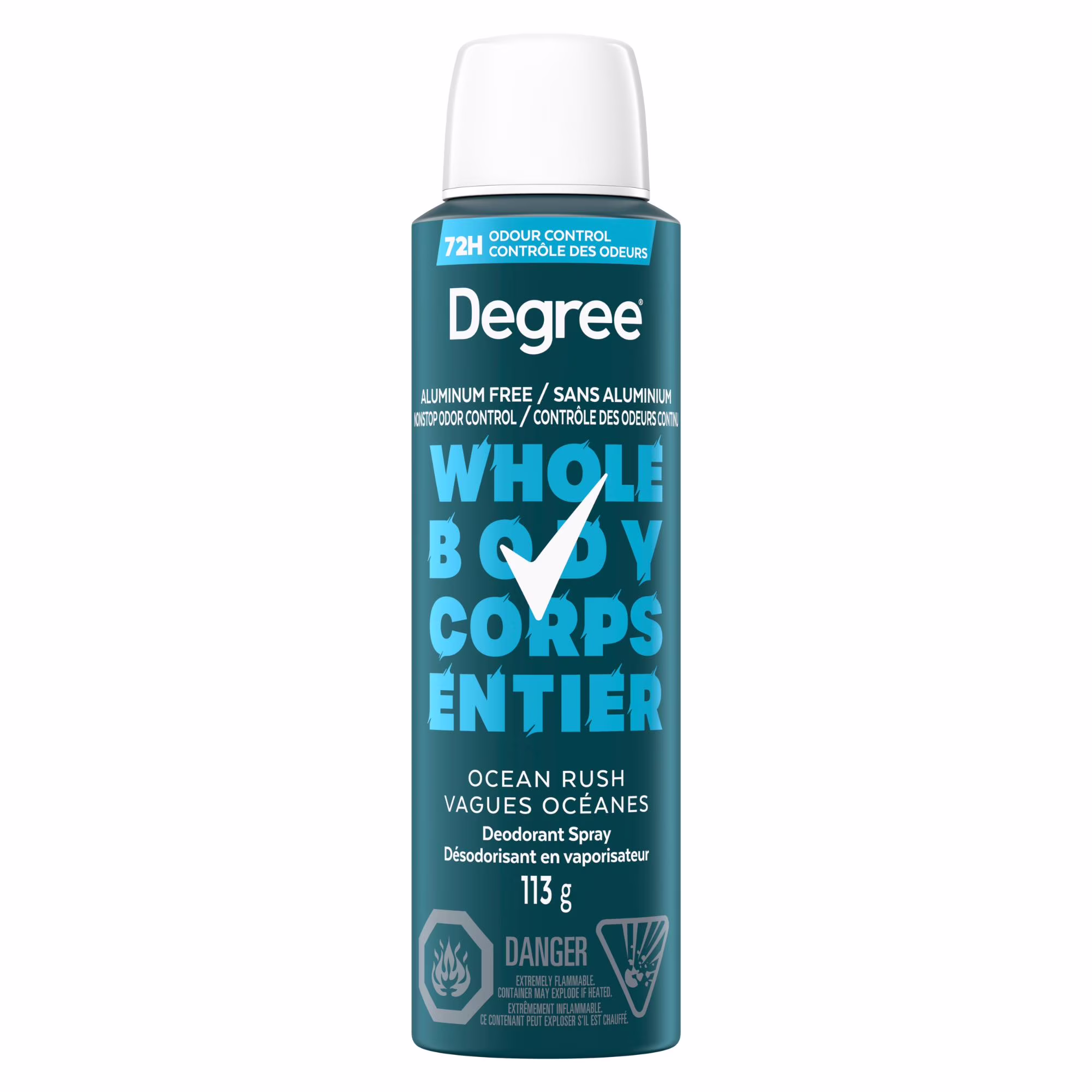 Déodorant en spray Men parfum Ocean Rush, sans aluminium, protection contre les odeurs pendant 72 heures