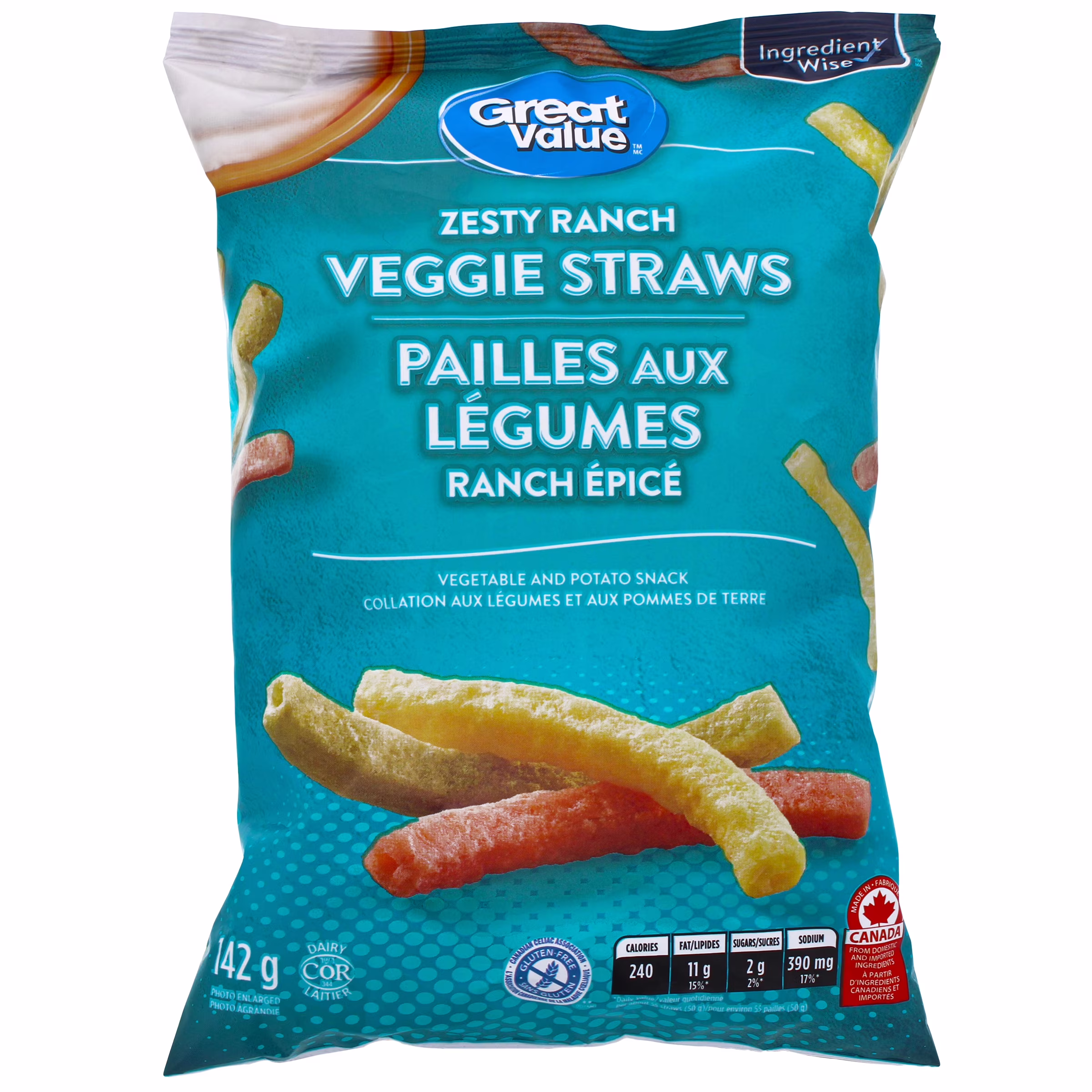 Pailles aux légumes ranch épicé great value