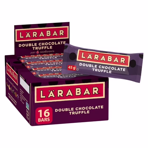 Larabar praliné chocolat intense. barres énergétiques aux fruits et noix sans gluten. 16 barres