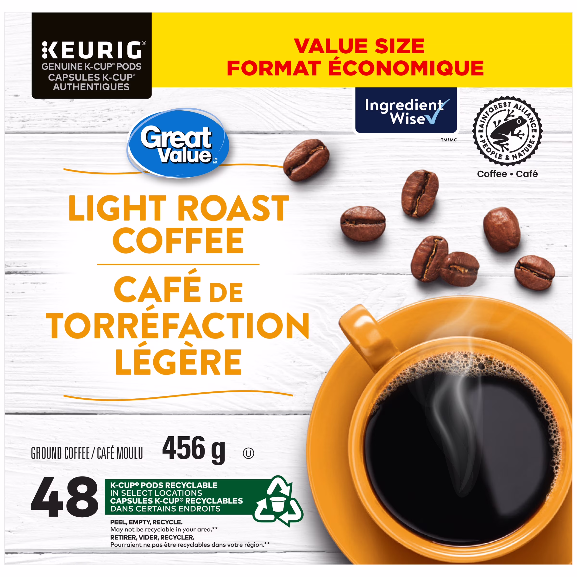 Café de torréfaction légère great value 48 x
