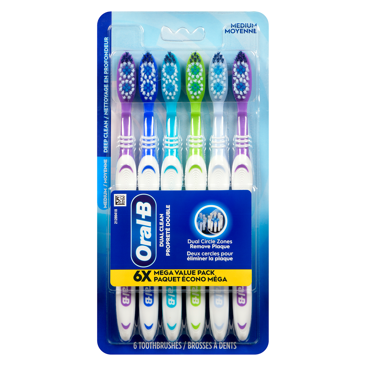 Brosses à dents Dual Clean, paquet de 6