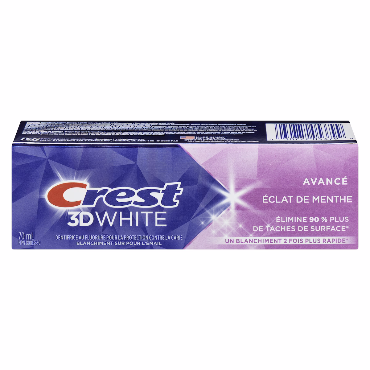 Dentifrice blanchissant 3D, menthe radieuse avancée, blanchiment 2 fois plus rapide