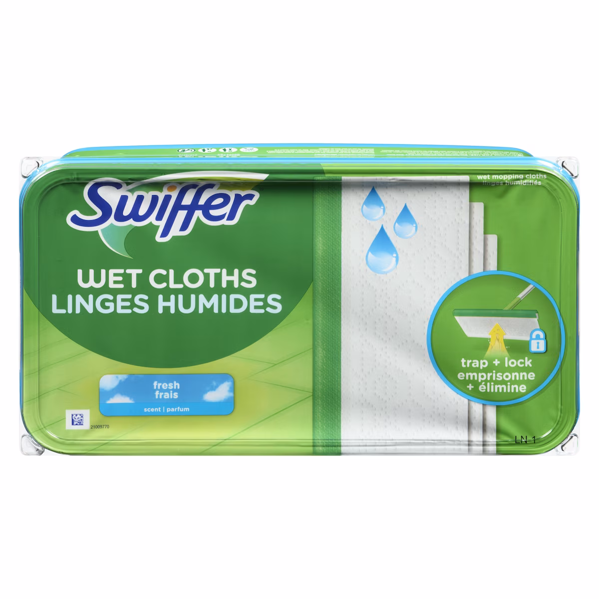 Recharges de linges humides pour balai pour balayer et nettoyer les planchers, nettoyant pour planchers multi-surfaces, parfum Frais, 24 unités