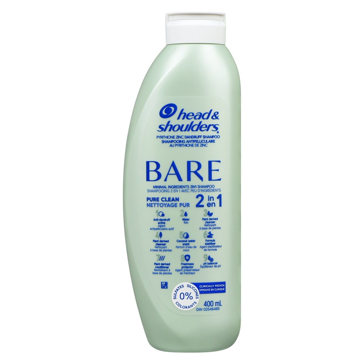 Shampooing et revitalisant antipelliculaire 2en1 BARE Nettoyage pur, traitement antipelliculaire, 400mL