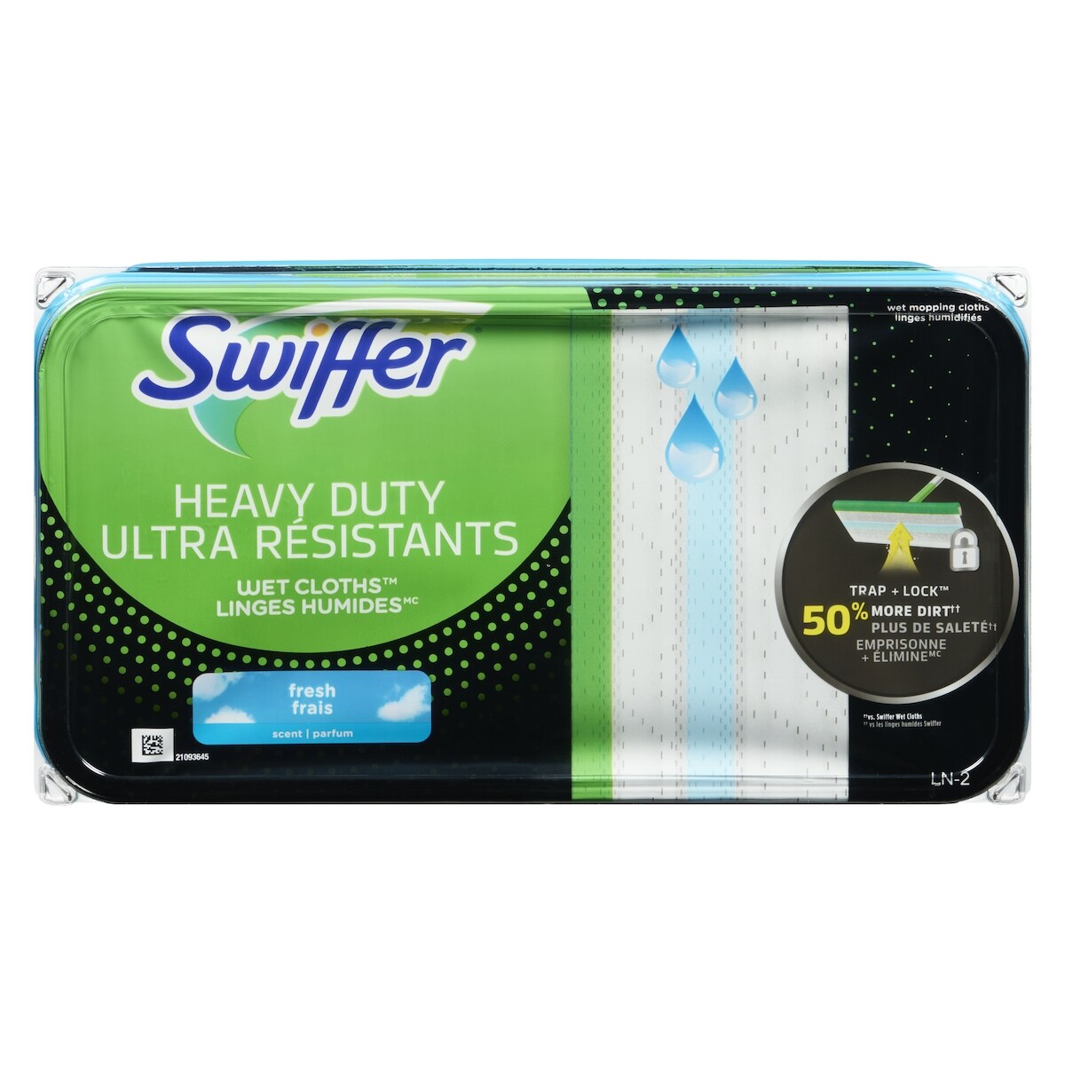 Recharges de linges humides multi-surfaces ultra résistants pour balai pour balayer et nettoyer les planchers, parfum Frais, 20 unités