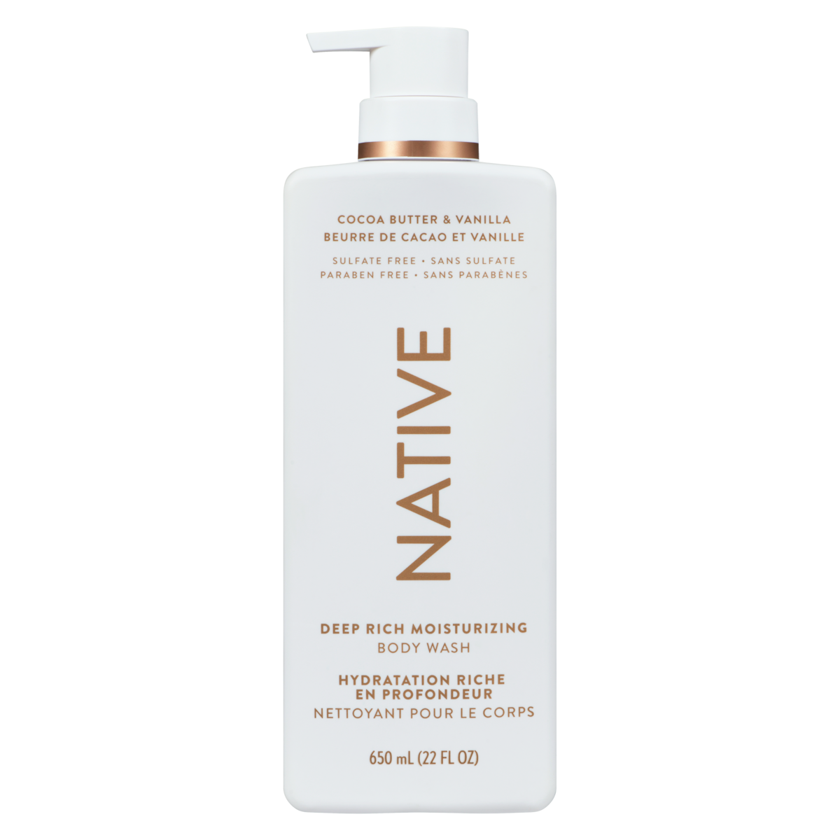 Nettoyant pour le corps hydratant riche en profondeur, beurre de cacao et vanille