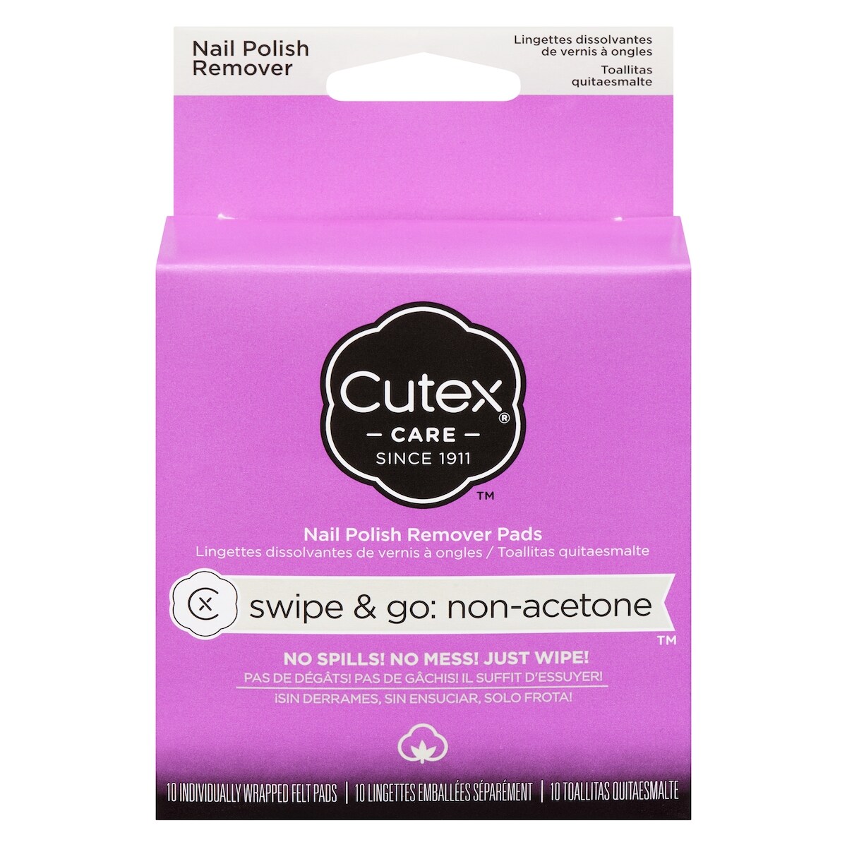 Lingettes dissolvantes de vernis à ongles swipe & go non-acetone