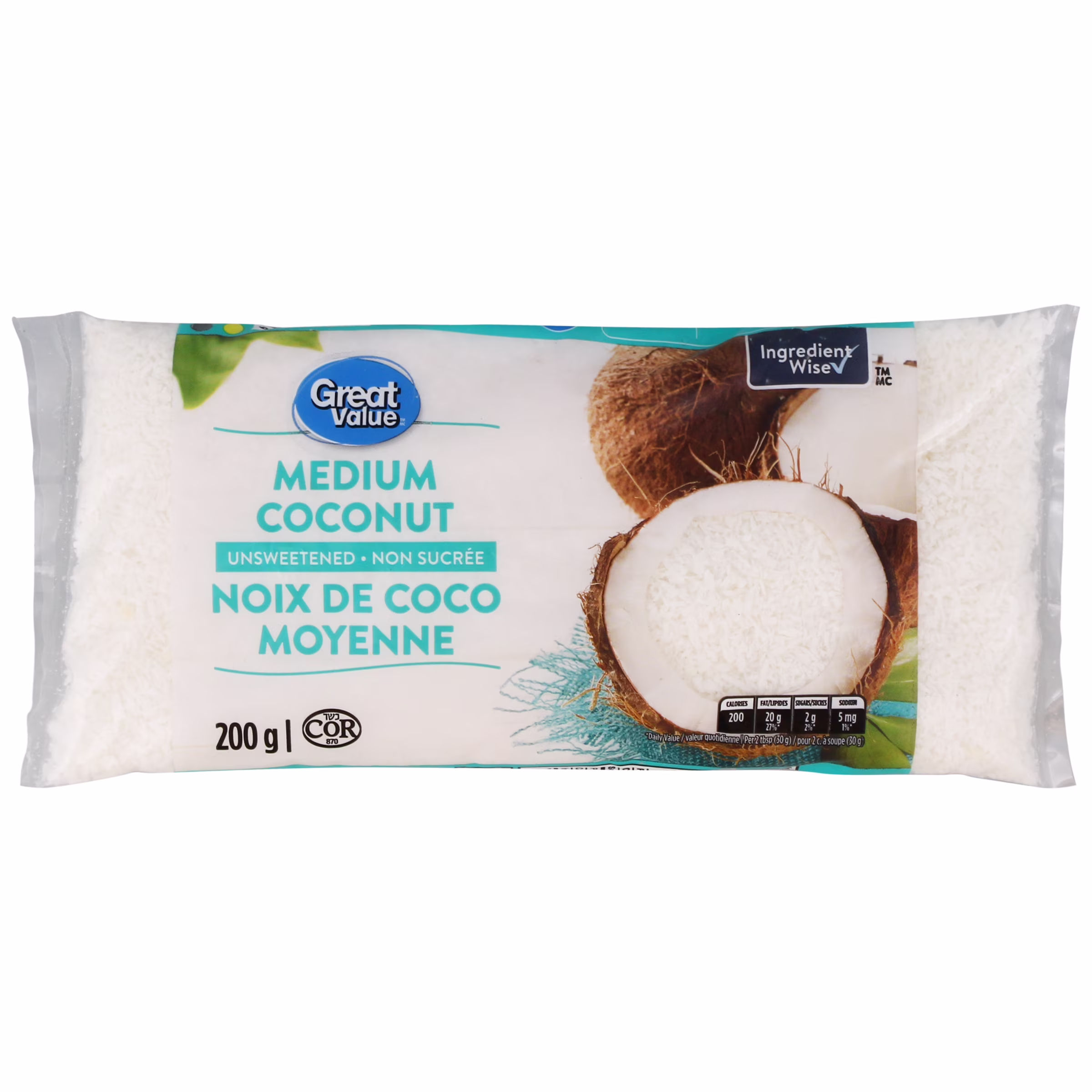 Noix de coco moyenne non sucrée great value