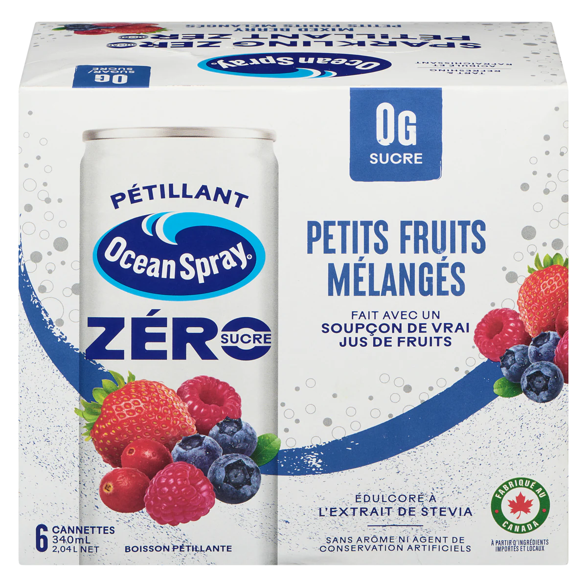 Boisson pétillante petit fruits mélangés zéro sucre