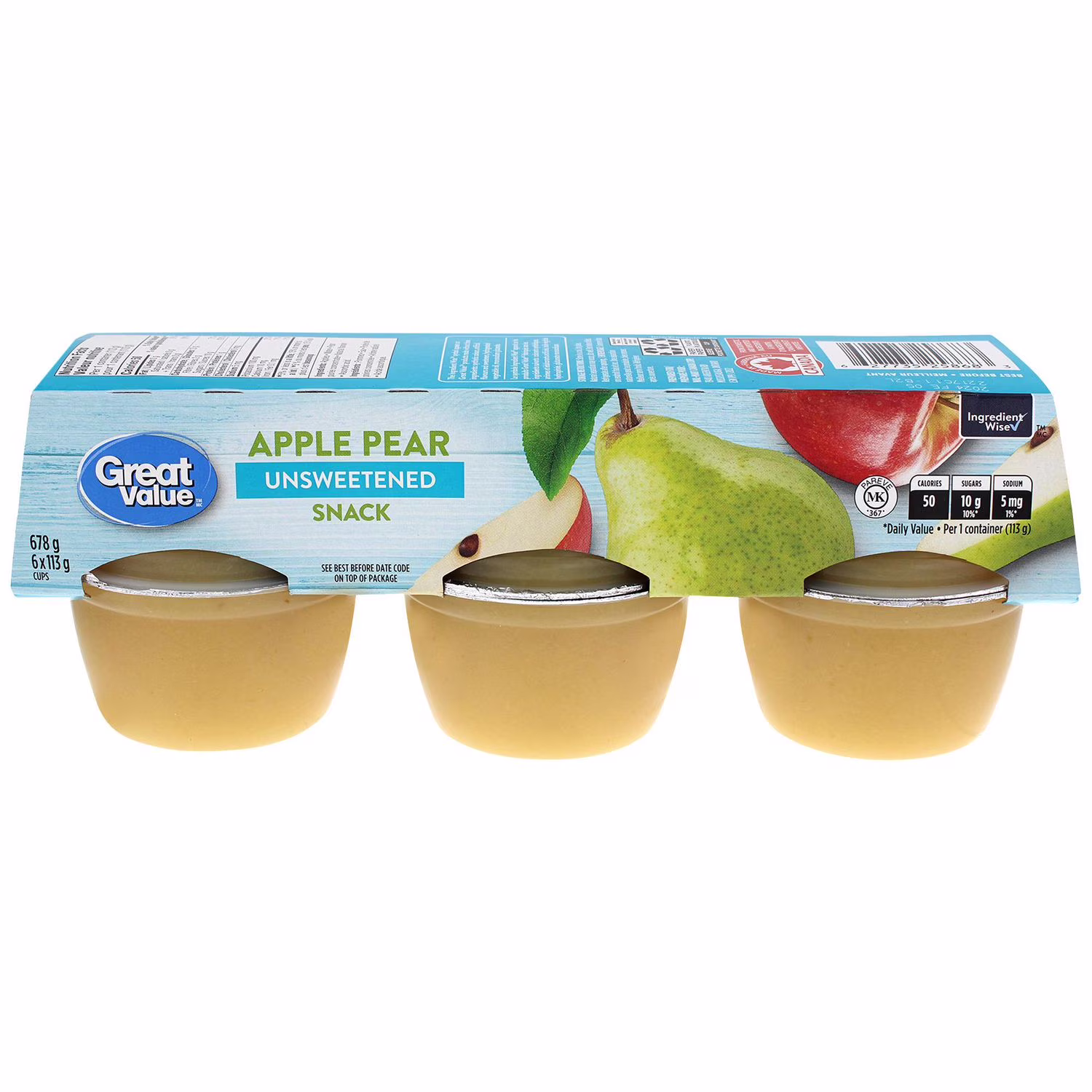 Collation non sucrée aux pommes et aux poires great value