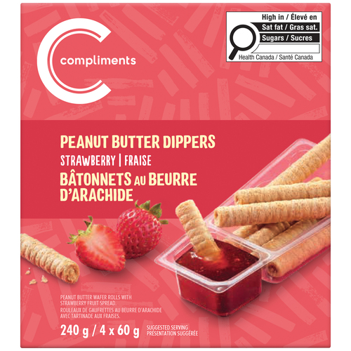 Compliments Rouleaux de gaufrettes au beurre d'arachide avec tartinade aux fraises 240 g