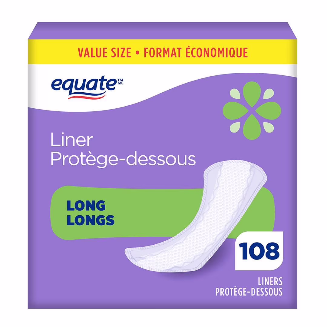 Protège-dessous longs equate à absorption légère. sans parfum. 108& unités 108 protège-dessous longs à absorption légère. sans parfum
