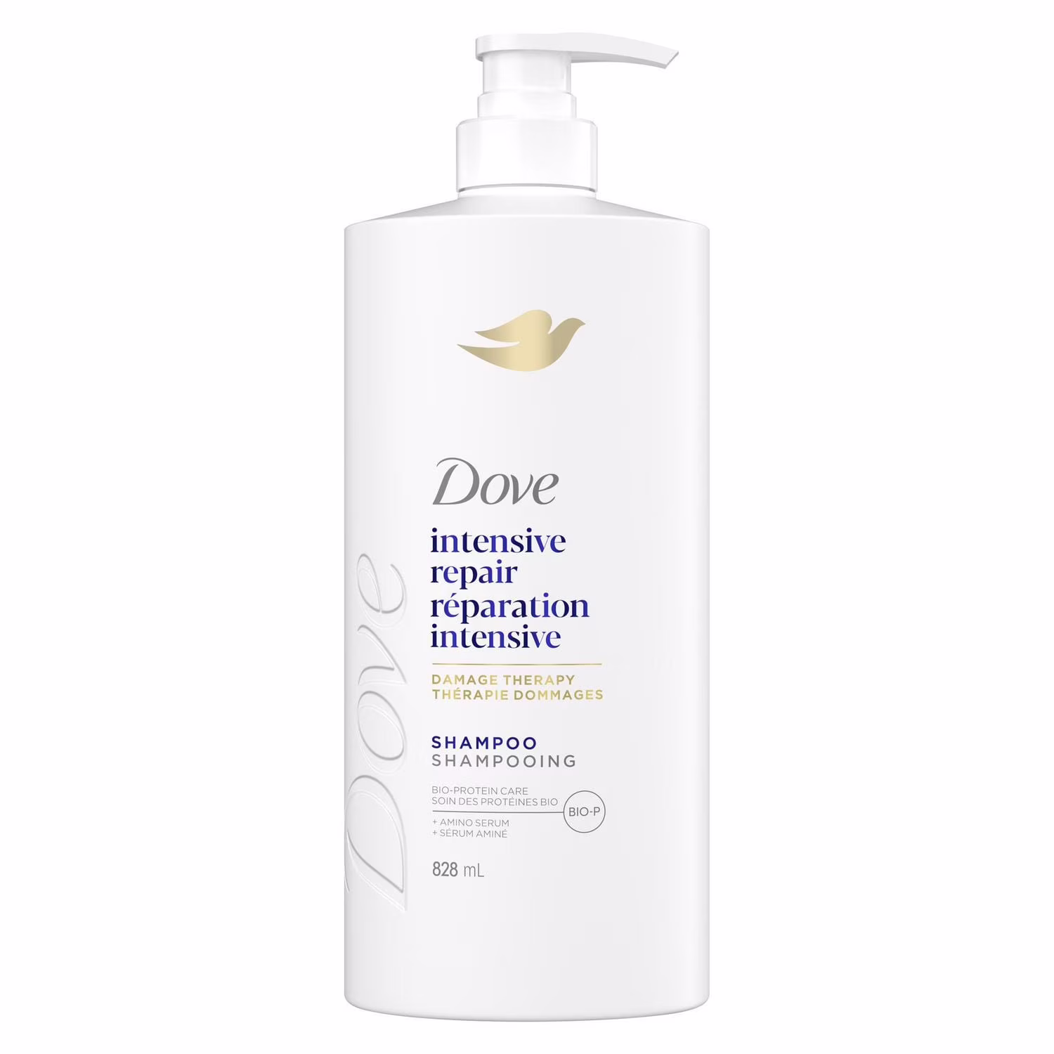 Dove shampooing réparation intensive soin des protéines bio + sérum aminé.