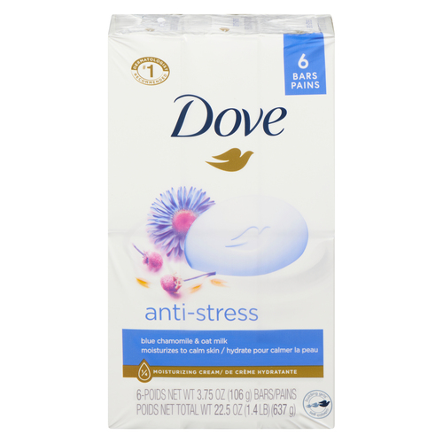 Dove Savons en barre camomille bleue et lait d'avoine 6 x 106 g