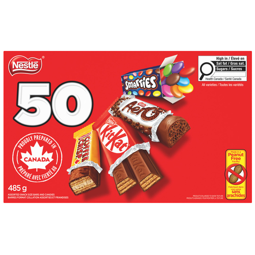 Nestlé Barres de chocolat assortis minis sans arachides 485 g
