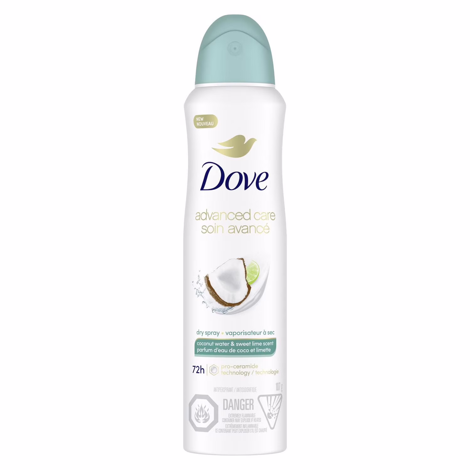 Dove soin avancé antisudorifique en vaporisateur à sec eau de coco et limette.