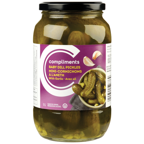 Compliments Petits cornichons à l'ail et à l'aneth 1 L