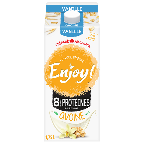 Enjoy! Boisson avoine vanille d’origine végétale non sucrée 1.75 L