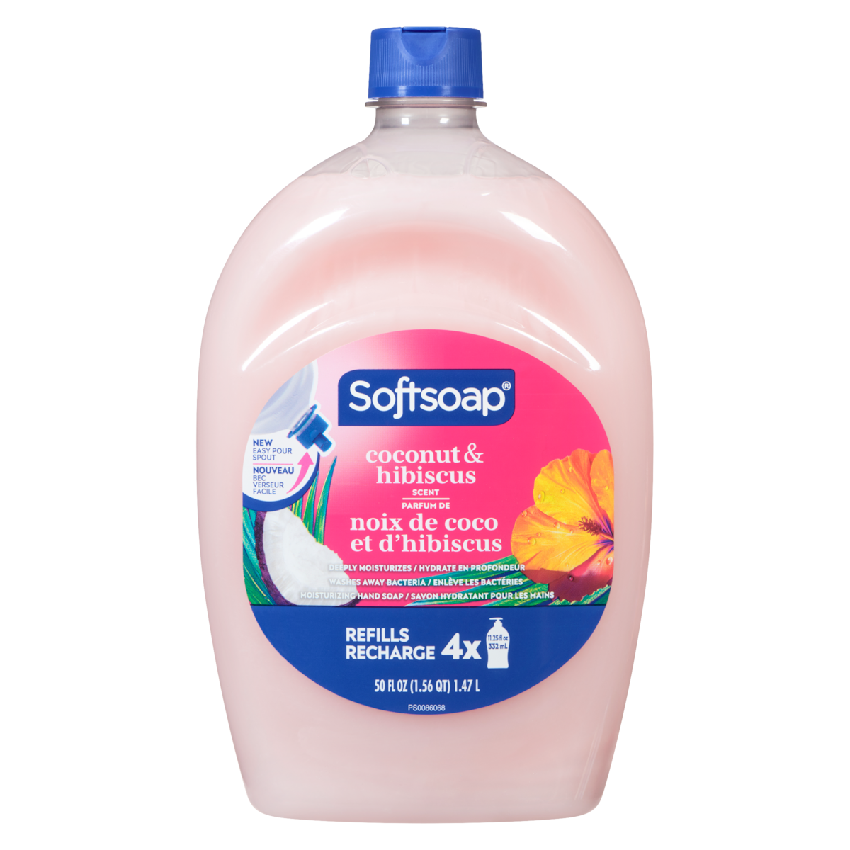 Savon hydratant pour les mains parfum de noix de coco et d'hibiscus recharge