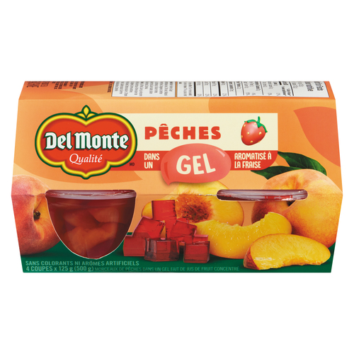 Del Monte Pêches dans un gel aromatisé à la fraise 4 x 125 g