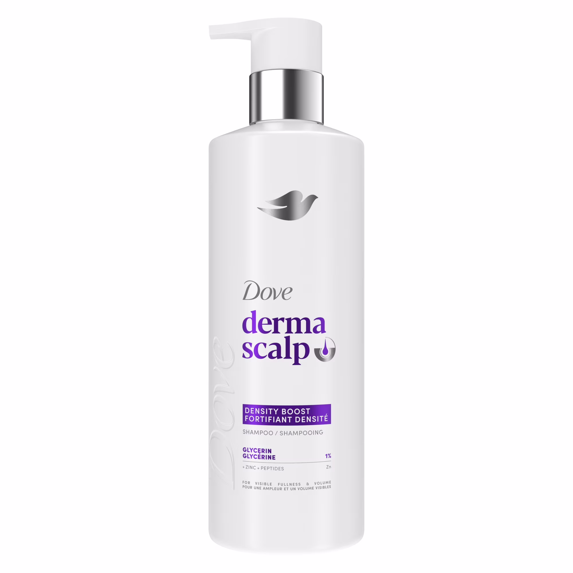 Shampooing pour des cheveux plus épais. dove derma scalp plus forts et à lapparence plus dense  boost de densité avec glycérine.