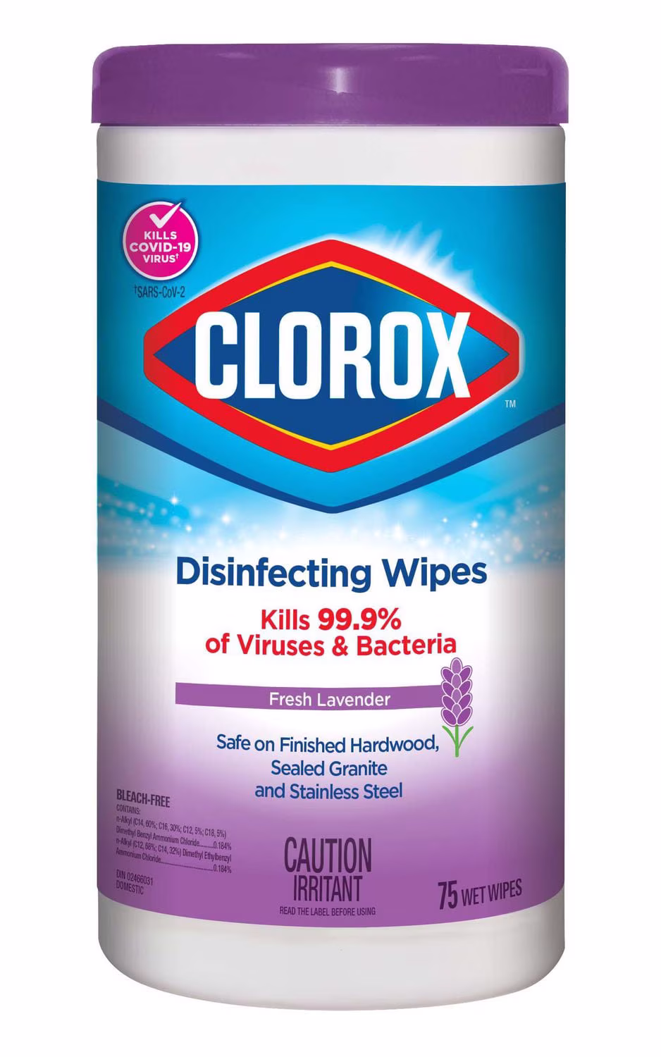 Serviettes désinfectantes clorox. fraîcheur lavande. boîte de 75 75 unités