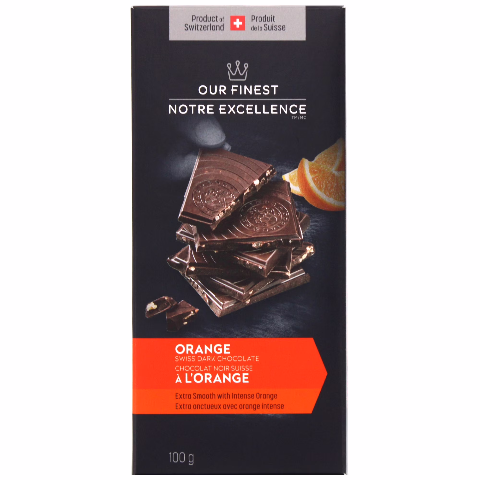 Chocolat noir suisse à lorange de notre excellence