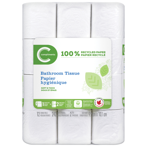 Compliments Pensons Vert Papier hygiénique plus doux que jamaïs double 2 plis 242 feuilles 12 un