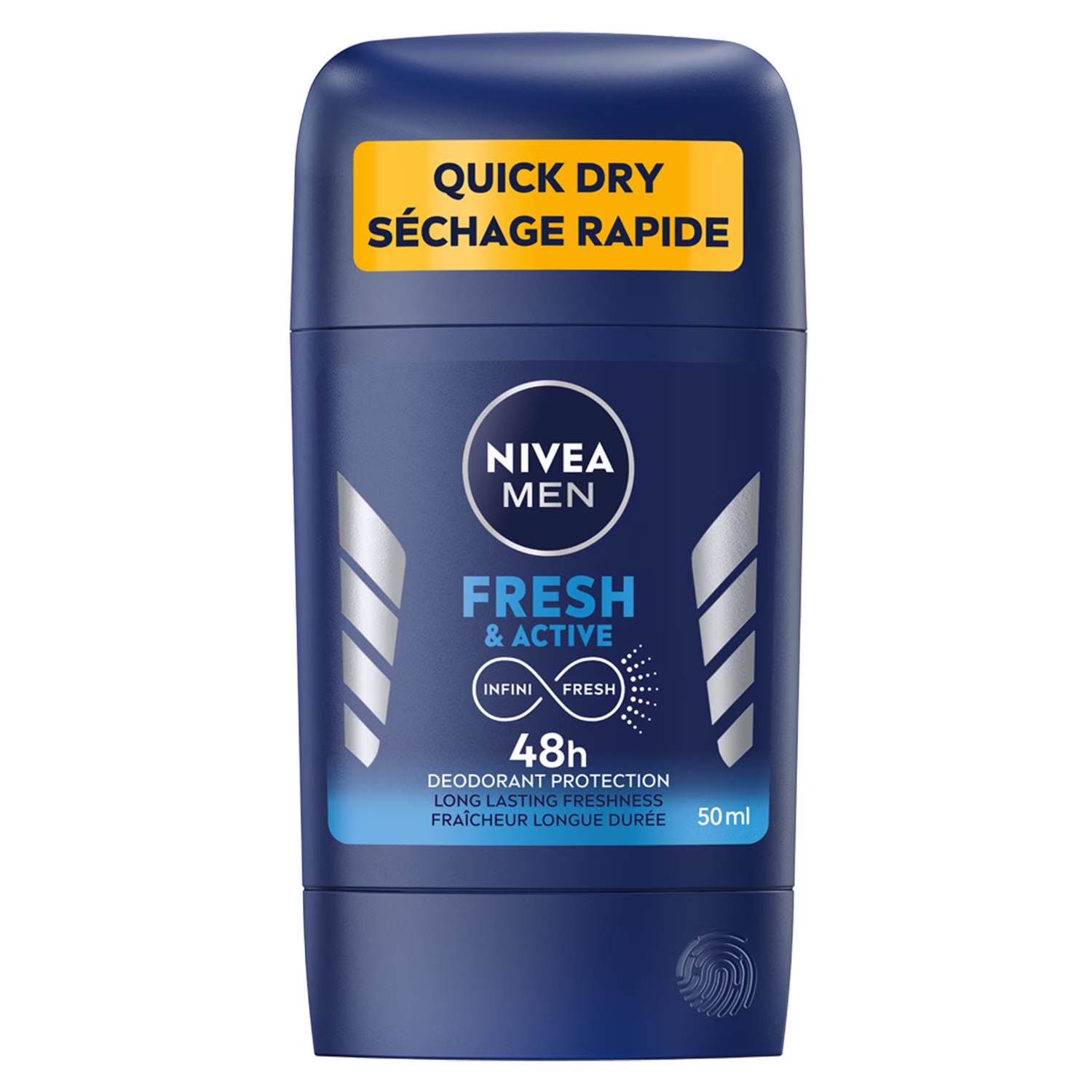 Nivea déodorant pour hommes fresh and active  bâton déodorant  déodorant pour hommes  protection 48h contre les odeurs et la transpiration  formule infinifresh pour tous les types de peau  testé dermatologiquement