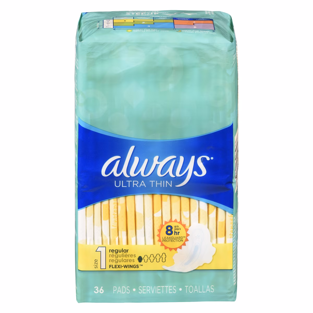 Serviettes féminines Ultra Thin, degré dabsorption régulier, avec ailes, pour femmes, taille 1, non parfumées, 36 serviettes