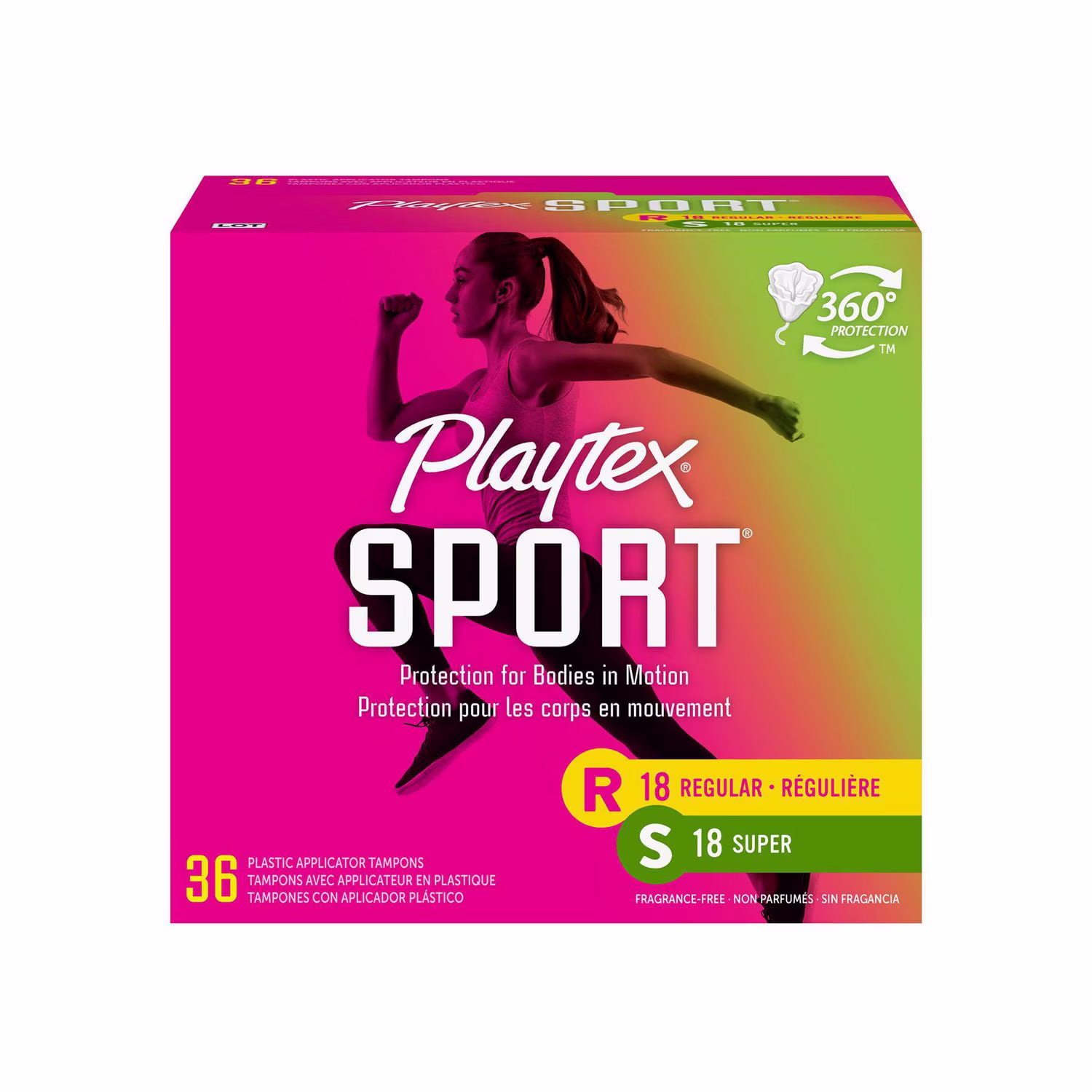 Multi-emballage de tampons non parfumés pour athlètes sport de playtex à absorptivité régulière et super