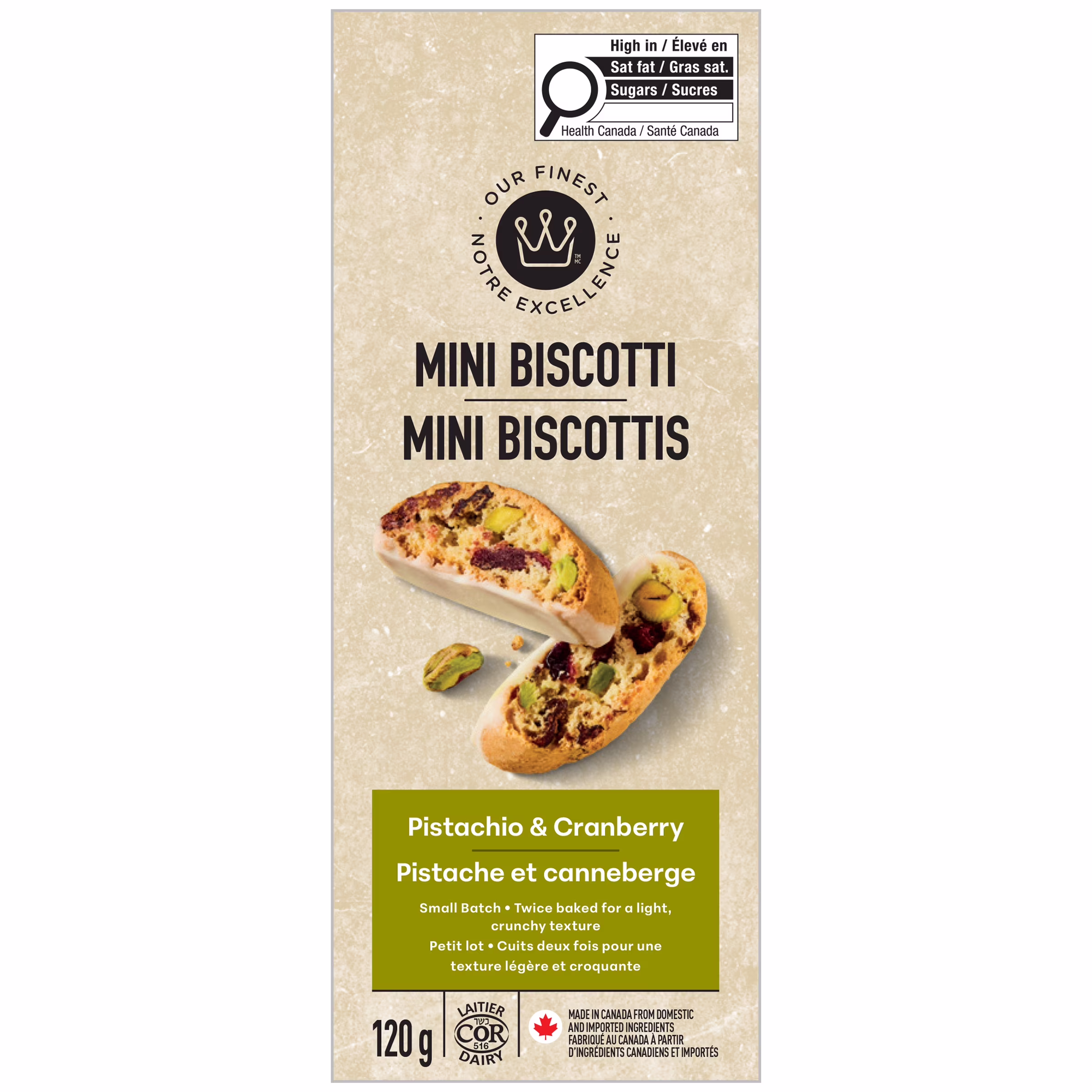 Pistache & canneberge mini biscottis