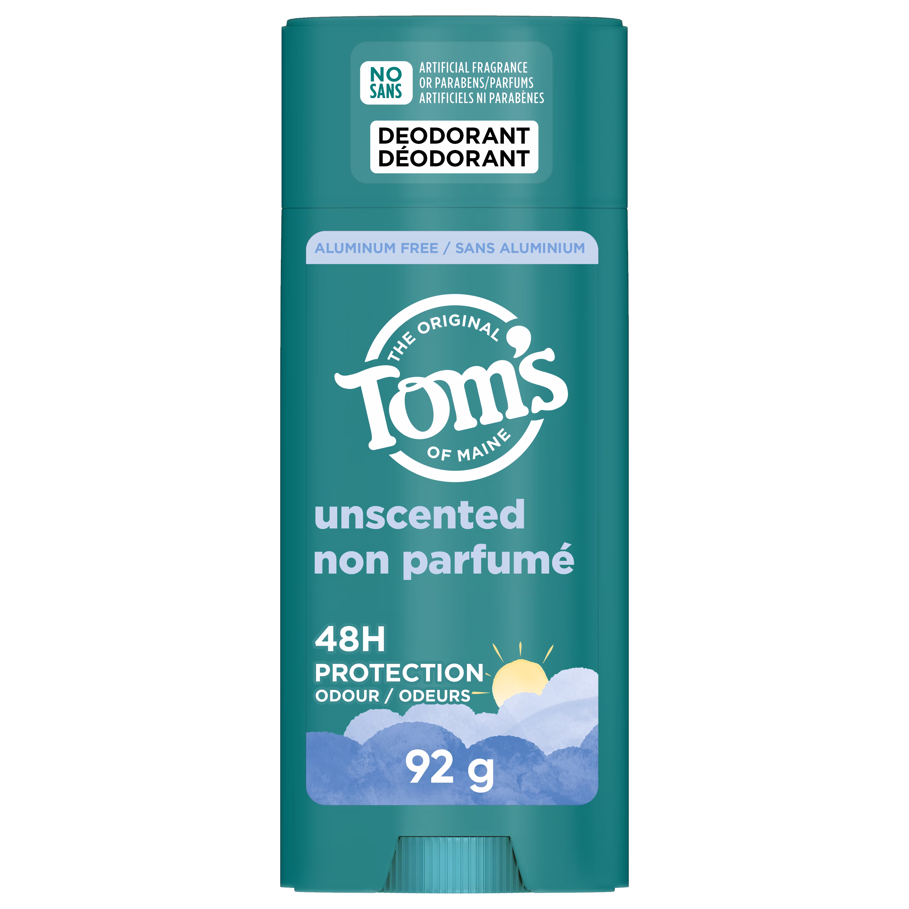 Tom's of maine déodorant naturel sans parfumé pour femmes et hommes. sans aluminium.  tom's of maine déodorant sans parfumé
