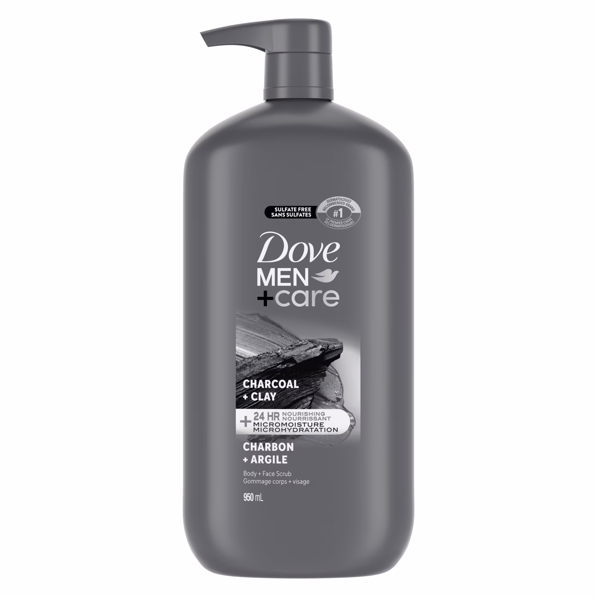 Gommage corps + visage dove men+care charbon & argile.