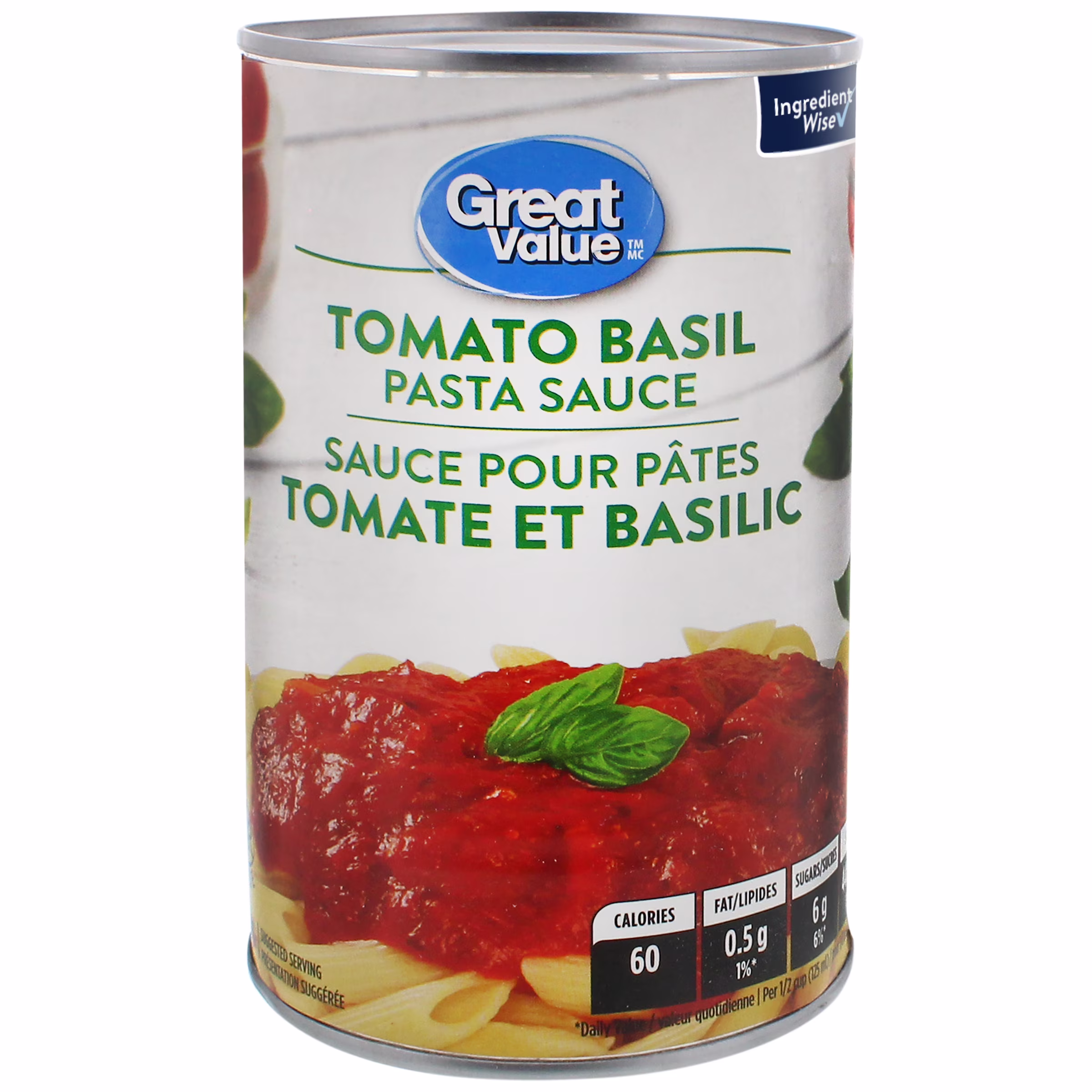 Sauce pour pâtes tomate et basilic great value