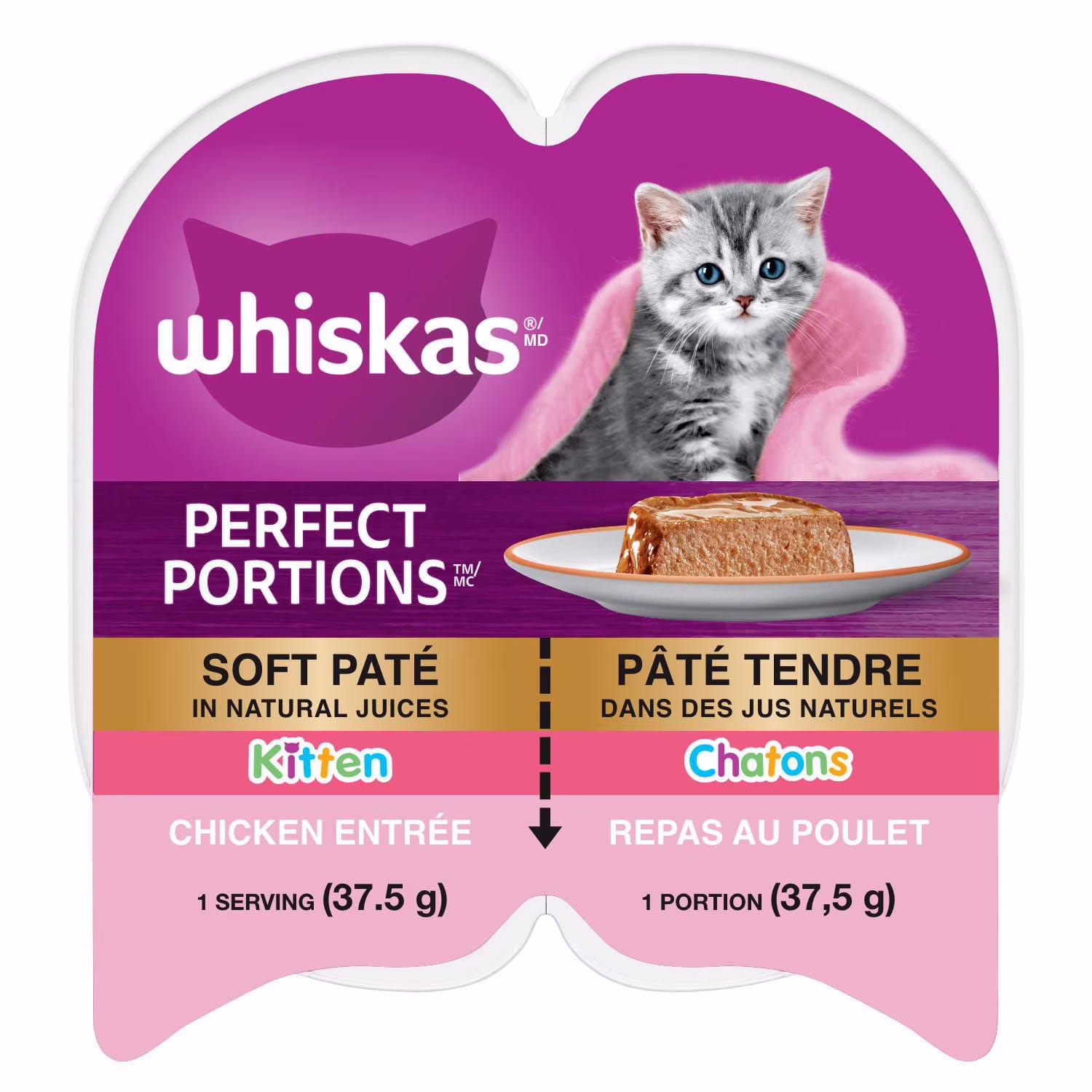 Repas au poulet perfect portions de whiskas pour chatons