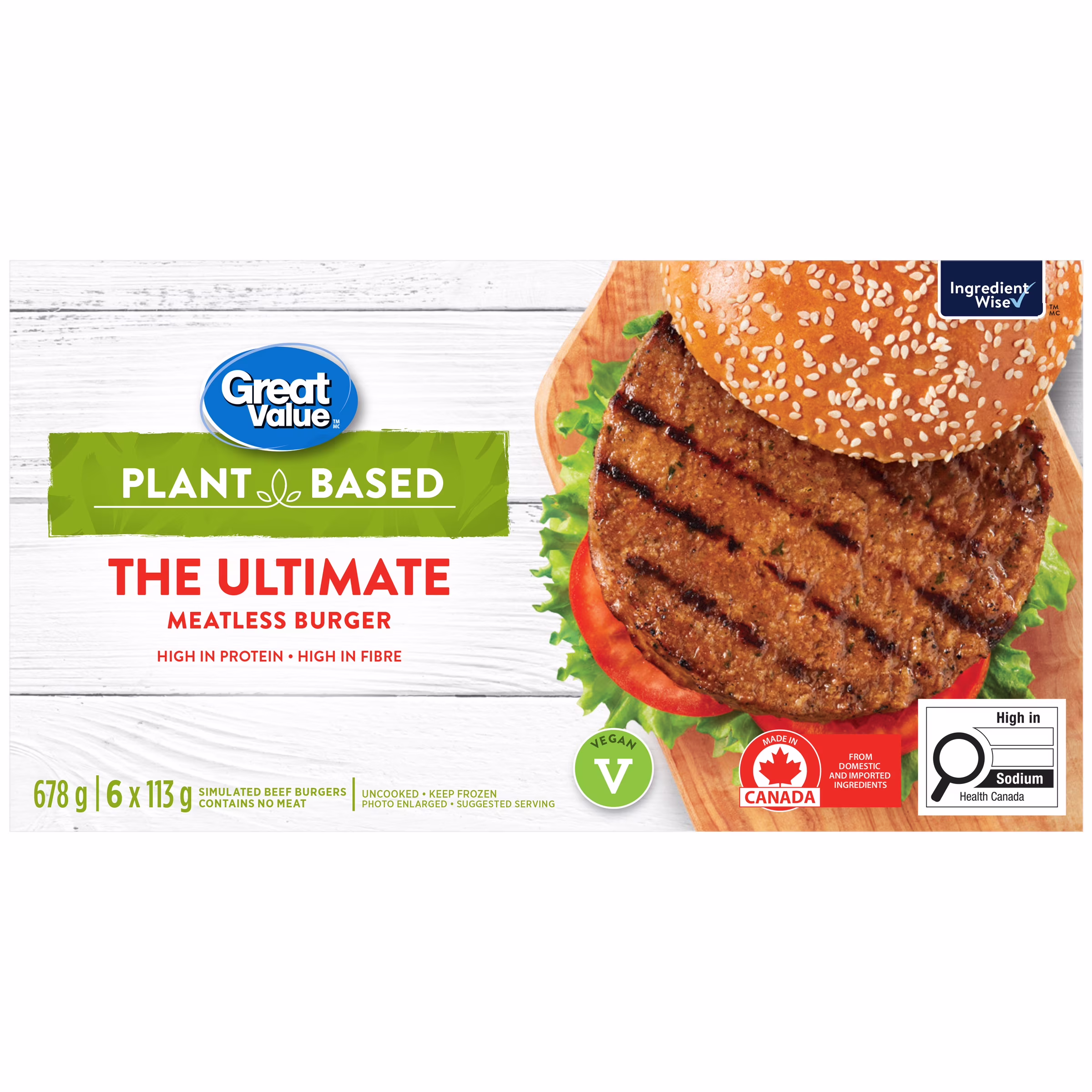 Le burger sans viande suprême great value quantité - 6 x  (678 g)