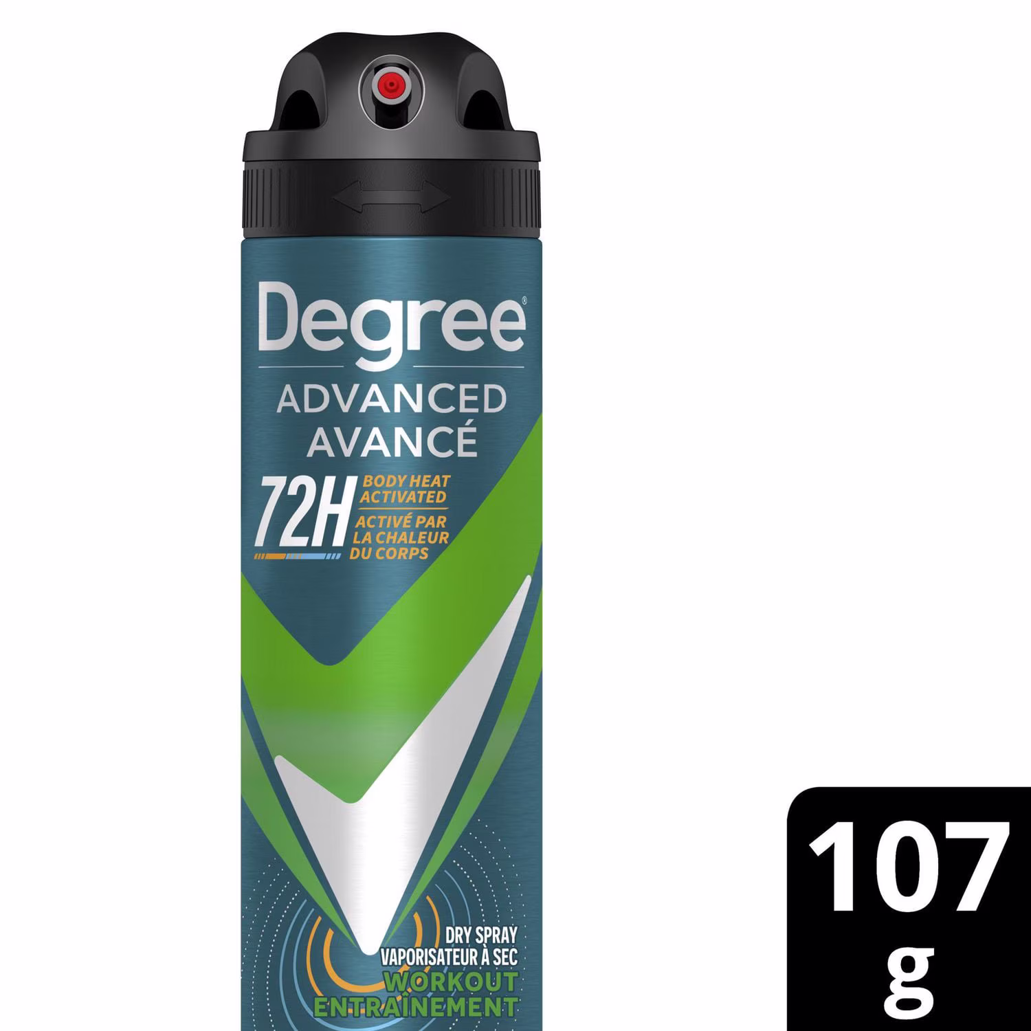 Degree men advanced antisudorifique en vaporisateur à sec pour 72 h de protection contre les odeurs et la transpiration workout series endure avec technologie motionsense