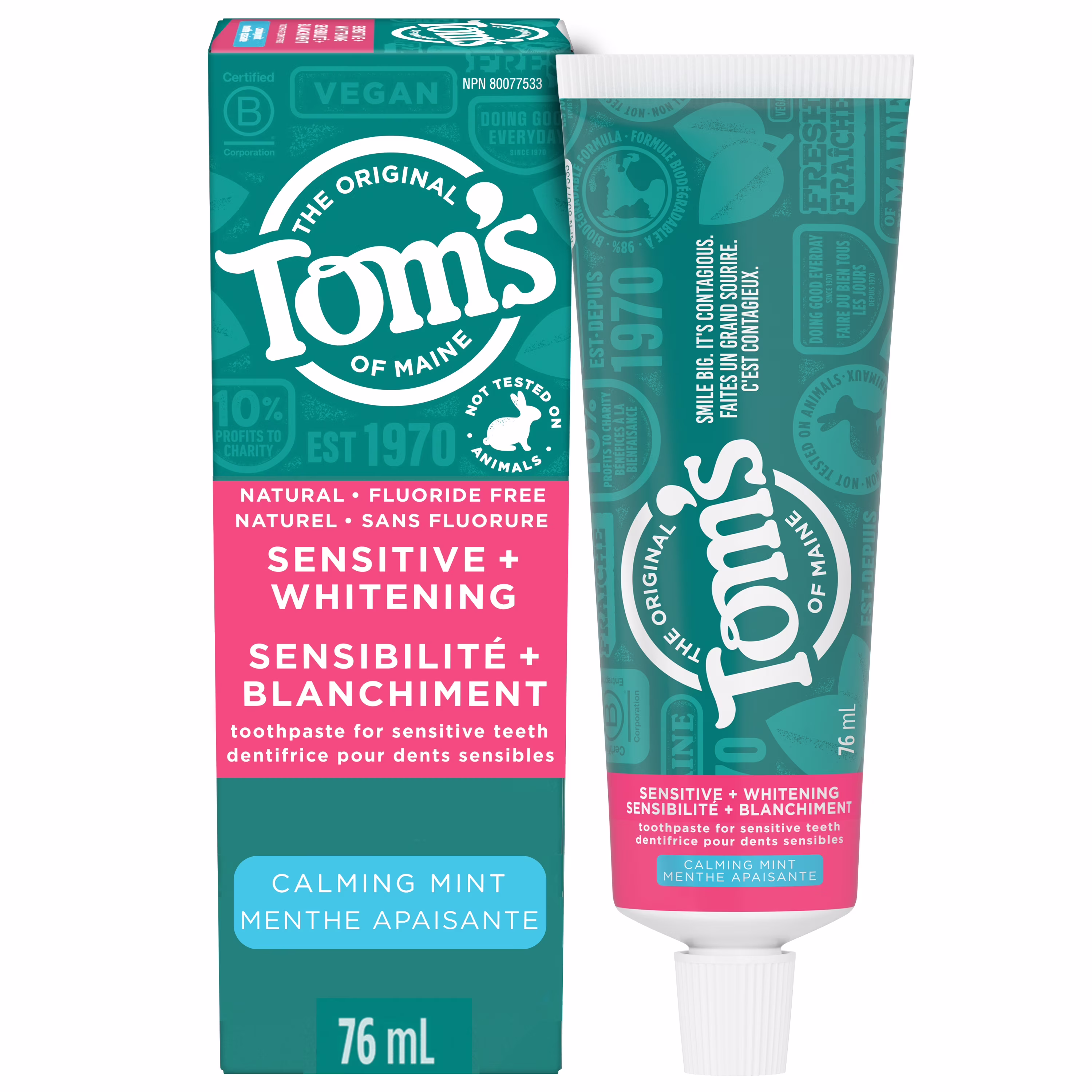 Toms of maine dentifrice blanchissant sans fluor. pour gencives sensibles. 76& ml
