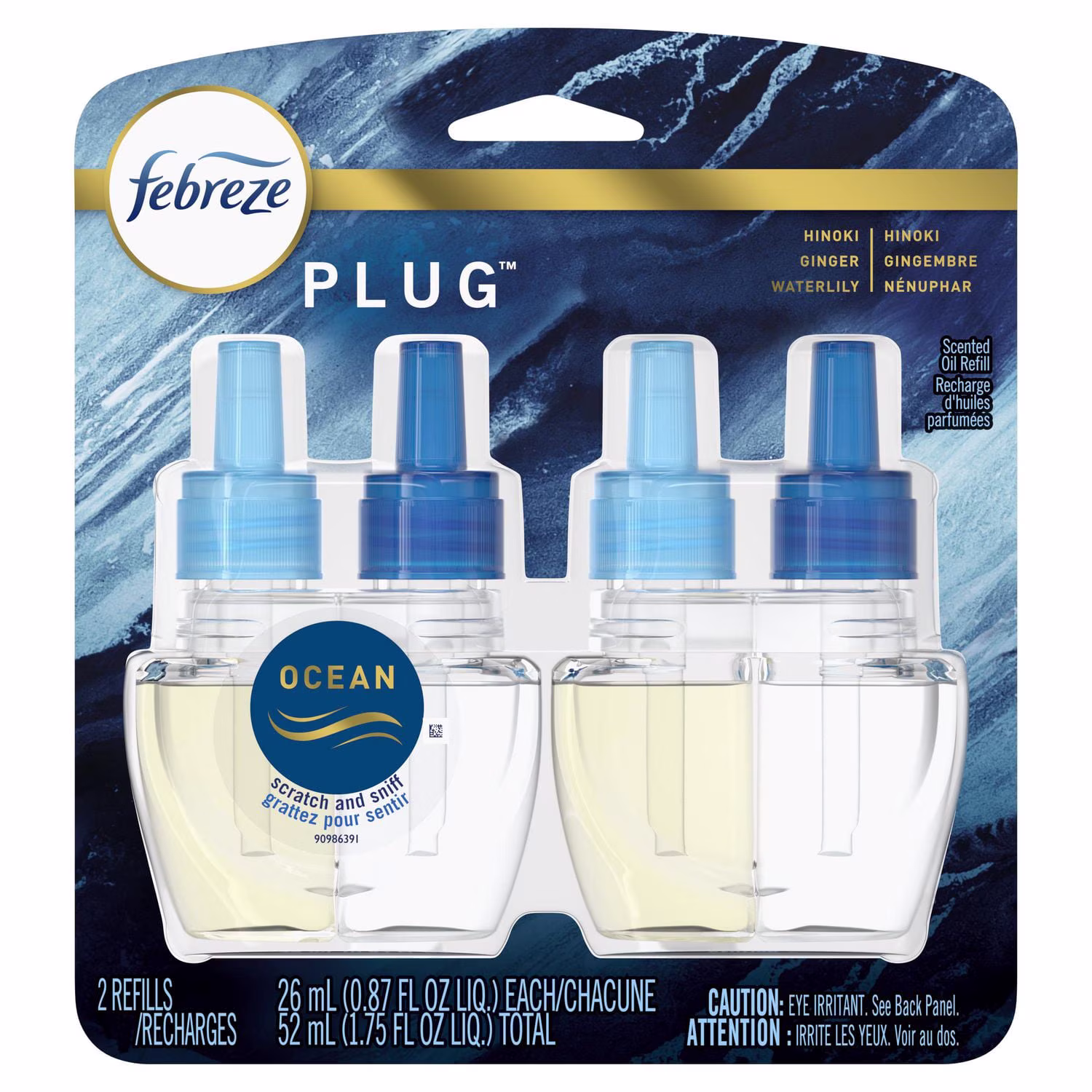 Febreze origins fade defy plug assainisseur d'air et éliminateur d'odeurs. océan. 2 recharges
