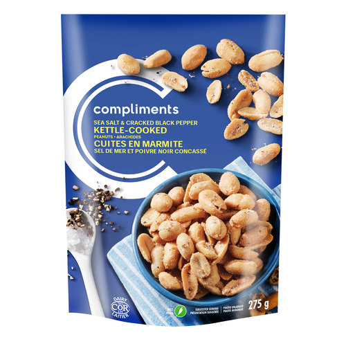Compliments Arachide kettle cuit sel de mer et poivres 275 g