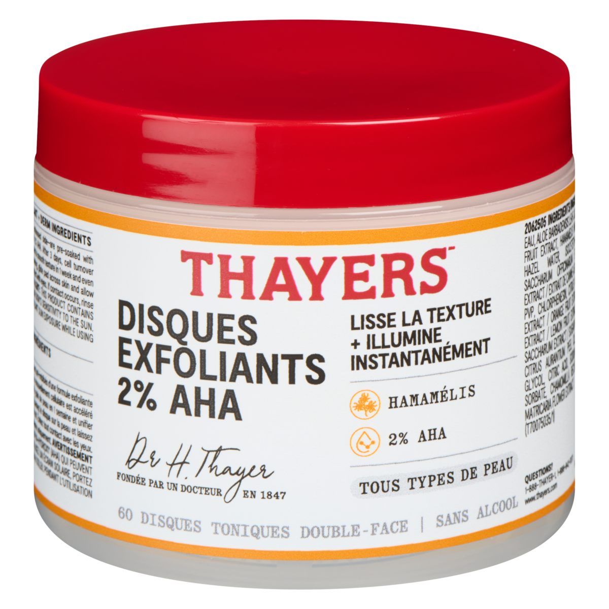 Disques toniques double-face disques exfoliants 2% aha