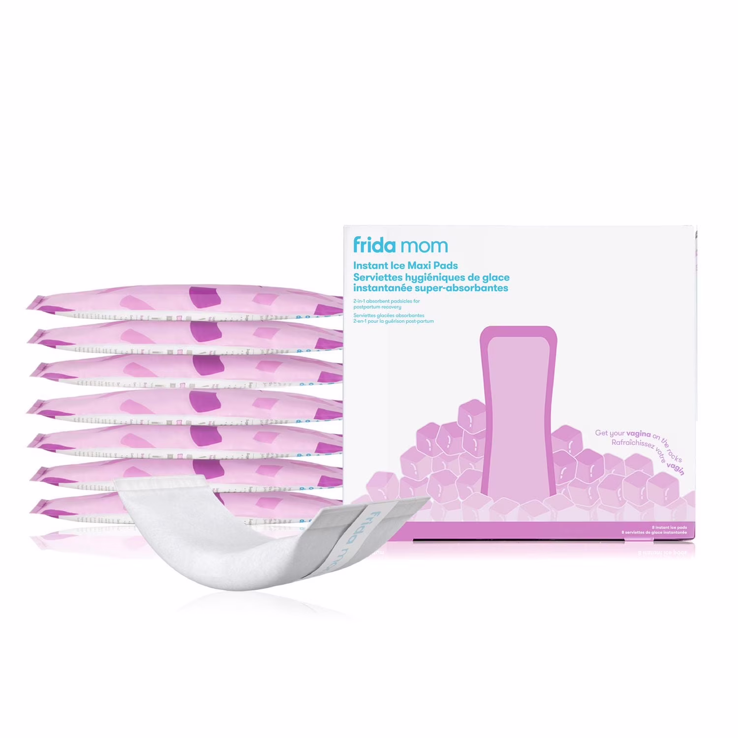Frida mom - 2-en-1 absorbant post-partum perineal ice maxi pads - packs de thérapie par le froid instantané et coussin de maternité absorbant en un seul padsicle prêt à l'emploi pour après la naissanc