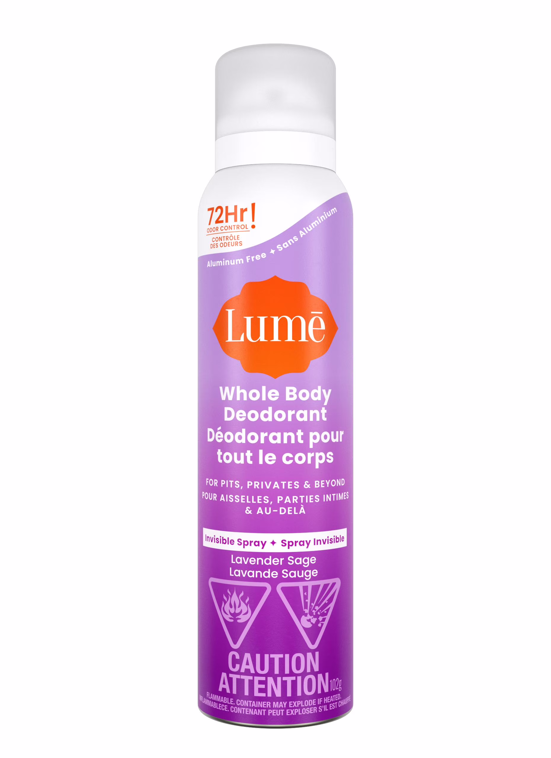 Déodorant féminin lume pour tout le corps - spray invisible - sans aluminium - lavande sauge.