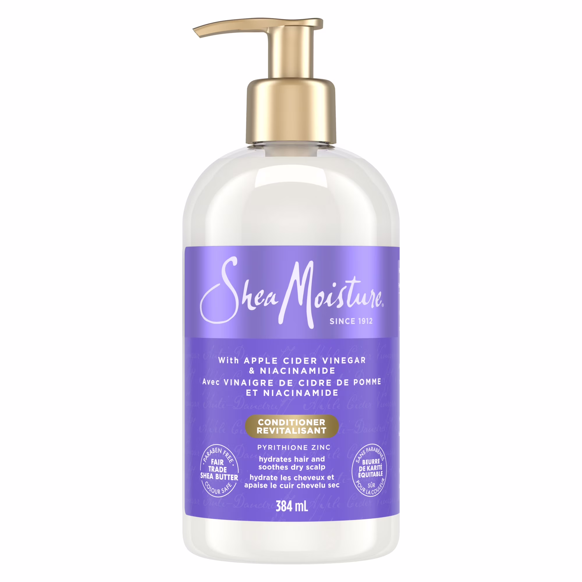 Revitalisant au vinaigre de cidre & acide salicylique sheamoisture  antipelliculaire pour des cheveux doux et lisses et un cuir chevelu plus sain.