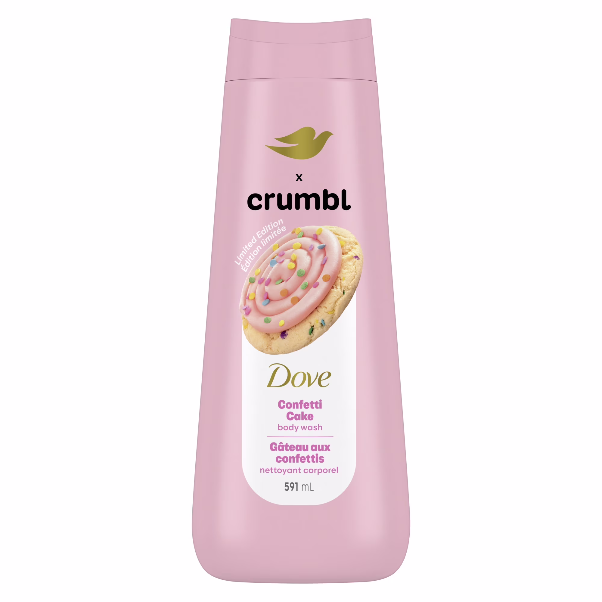 Nettoyant corporel hydratant dove crumbl. gâteau aux confettis.   édition limitée